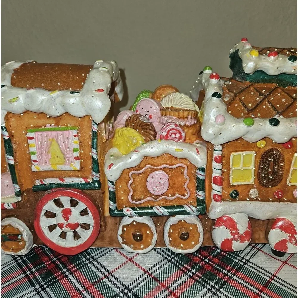Gingerbread Cookies Fiber Optic Lighted Holiday Train